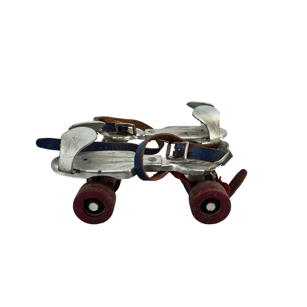 Vintage Chilton-Globe Jet-Set Adjustable Roller Skates Metal Red Wheels USA Made